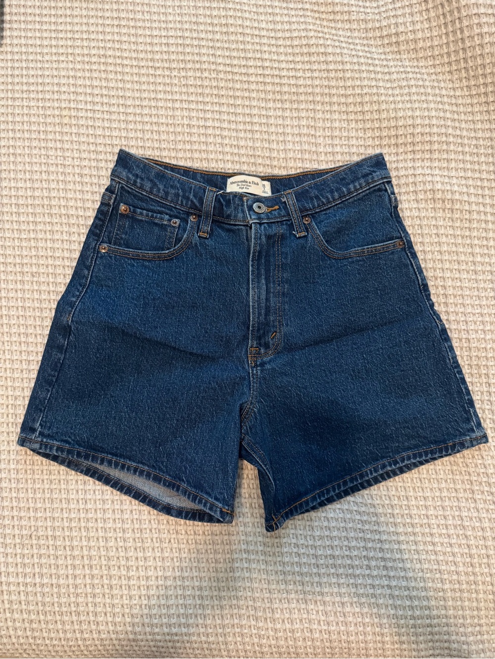 Abercrombie & Fitch Dark Blue High-Rise Denim Shorts